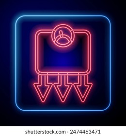 Glowing neon Weight loss icon isolated on black background.  Vector