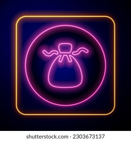 Glowing neon Wonton icon isolated on black background. Chinese food.  Vector