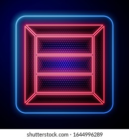Glowing neon Wooden box icon isolated on blue background.  Vector Illustration