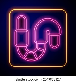 Glowing neon Worm icon isolated on black background. Fishing tackle.  Vector