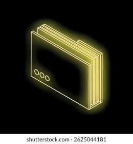 Glowing neon yellow credit card stack on a black background representing online payment, secure transaction and e commerce