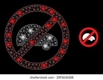 Glowing net stop private car web icon with glowing light spots. Illuminated constellation generated from stop private car vector icon. Constellation frame web polygonal stop private car,