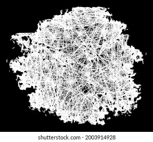Glowing network charcoal textured spot carcass with bright dots. Constellation vector mesh created from charcoal textured spot icon and crossing white lines.