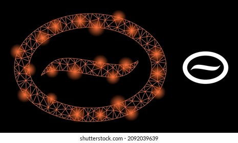 Glowing network coffee bean web icon with illuminated light spots. Illuminated constellation is created from coffee bean vector icon. Constellation frame web polygonal coffee bean,
