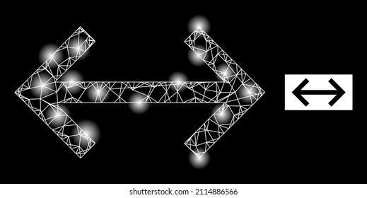 Glowing network exchange arrows icon with glowing light spots. Illuminated constellation is created from exchange arrows vector icon and crossed lines. Glowing frame exchange arrows,