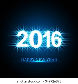 Glowing new year 2016 greeting card