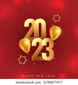 glowing new year eve invitation poster with 2023 golden text