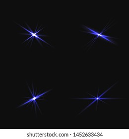 Glowing New Year's stars on a dark background