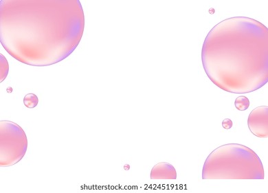 Glowing nude pink liquid bubbles or fluid jelly droplets isolated on transparent background. Aesthetic composition for cosmetology, beauty science, skin care molecular concept.