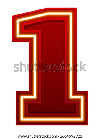 glowing number 1 with a neon light effect