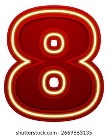 glowing number 8 with a neon light effect