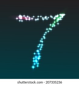 Glowing number nine, vector illustration