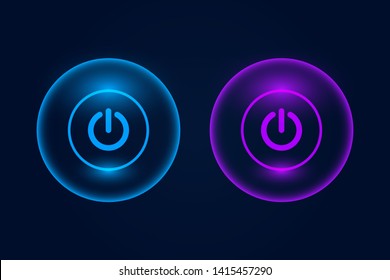 Glowing On and Off Push Button on Dark Background