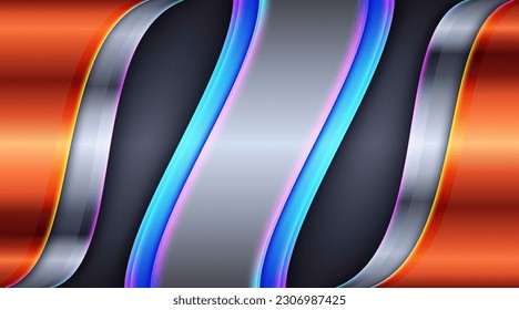 leuchtende orange-blaue Laserlinien abstrakter High-Tech-Banner-Anzug für Poster, Vorlage in sozialen Medien, Cover, Geschäftsbericht, Geschäftsbericht