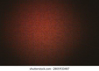 Glowing orange halftone grid with dark gradient background, dotpattern