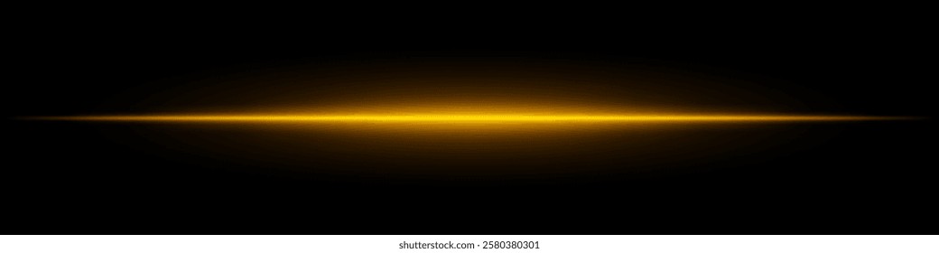 Glowing orange horizontal light beam on a dark background. Futuristic laser effect, energy burst, neon illumination, and sci-fi digital glow concept.