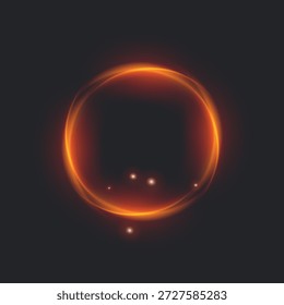 Arco claro laranja brilhante sobre um fundo escuro. Elemento abstrato perfeito para banners de tecnologia, cartazes de ficção científica, anúncios automotivos, gráficos com temas energéticos e fundos de arte digital elegantes