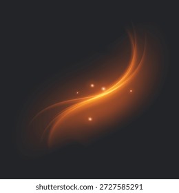 Glowing orange light arc on a dark background. Abstract element perfect for technology banners, sci-fi posters, automotive advertisements, energy-themed graphics, and elegant digital art backgrounds