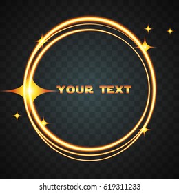 Glowing orange light. Orange light shining brightly. Circle template