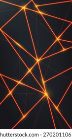 Las líneas naranjas brillantes forman una red digital a través de un fondo gris oscuro que crea un concepto de tecnología futurista que representa la innovación, la comunicación y la conexión de datos en el diseño moderno