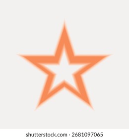 Glowing orange star with a soft glow. Star design on a light background. The star's glow creates a warm, inviting effect. Perfect for star-themed designs. Gradient element vector.