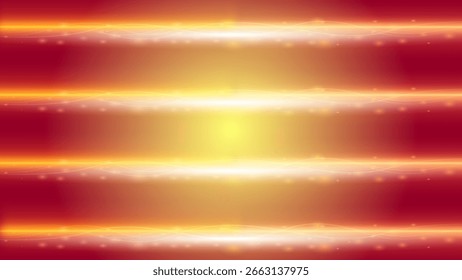 Glowing orange and yellow horizontal light stripes with radiant energy effect