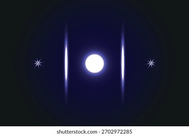 Glowing Orb and Light Streaks on Dark Blue Gradient Background abstract sphere