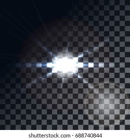 Glowing particle against a background of squares. Light Effect. Vector illustration