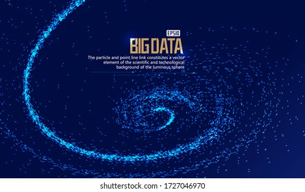 Glowing particle flow vortex, internet technology big data background. 