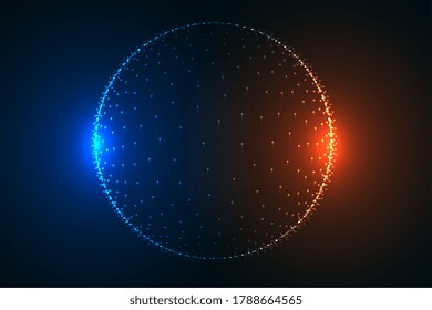 glowing particle sphere in two light colors
