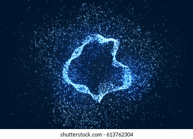 Glowing particles background, abstract digital dark illustration