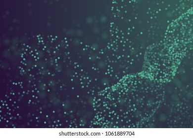 Glowing particles background. Futuristic dots pattern, abstract digital dark illustration