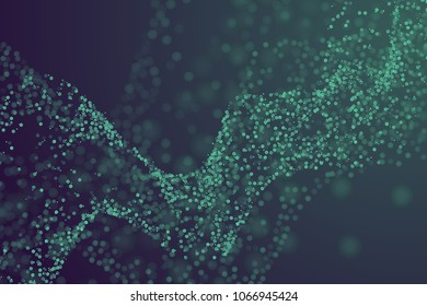 Glowing particles background. Futuristic dots pattern, abstract digital dark illustration