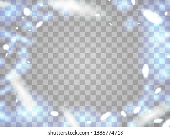 Glowing particles frame. Glowing light border. Sparkling light. Design a template for invitations, leaflets and greeting cards. Vector illustration
