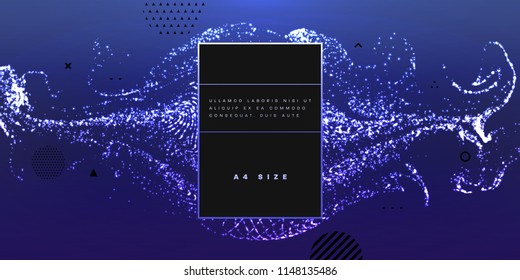 Partículas brillantes flujo dinámico líquido. Diseño moderno de la cubierta de fluidos. Ilustración vectorial Eps10