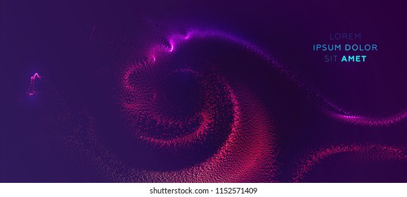 Glowing particles liquid dynamic flow. Trendy fluid cover design. Eps10 vector illustration