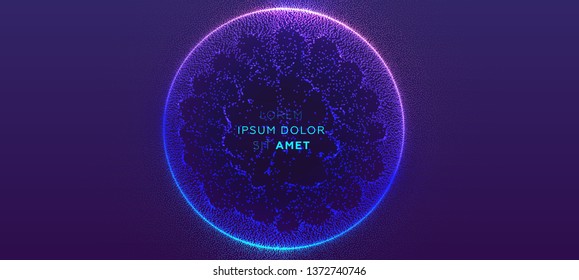 Glowing particles liquid dynamic flow. Trendy fluid cover design. Eps10 vector illustration