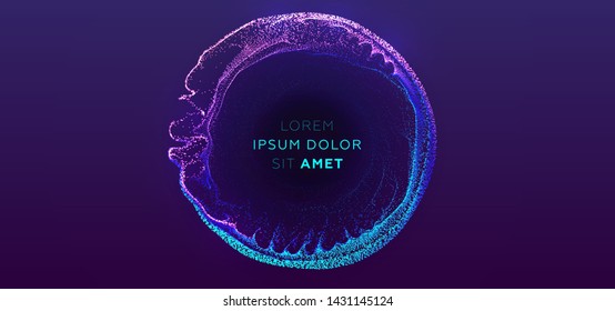 Glowing particles liquid dynamic flow. Trendy fluid cover design. Eps10 vector illustration