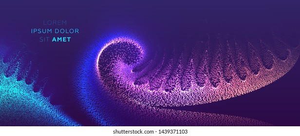 Glowing particles liquid dynamic flow. Trendy fluid cover design. Eps10 vector illustration