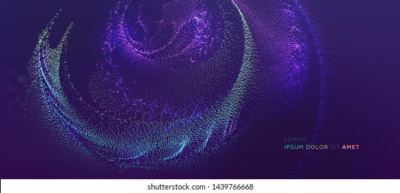 Glowing particles liquid dynamic flow. Trendy fluid cover design. Eps10 vector illustration