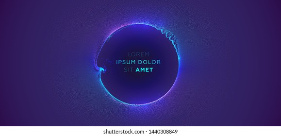 Glowing particles liquid dynamic flow. Trendy fluid cover design. Eps10 vector illustration