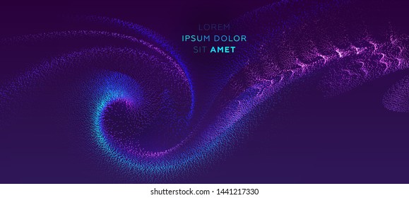 Glowing Particles Liquid Dynamic Flow. Trendy Fluid Cover Design. Eps10 Vector Illustration