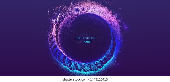 Glowing particles liquid dynamic flow. Trendy fluid cover design. Eps10 vector illustration