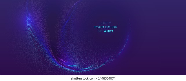 Glowing particles liquid dynamic flow. Trendy fluid cover design. Eps10 vector illustration