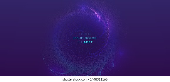 Glowing particles liquid dynamic flow. Trendy fluid cover design. Eps10 vector illustration