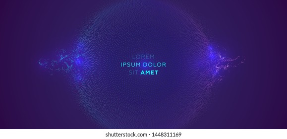 Glowing particles liquid dynamic flow. Trendy fluid cover design. Eps10 vector illustration