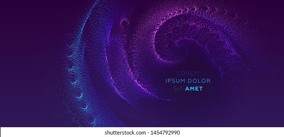 Glowing particles liquid dynamic flow. Trendy fluid cover design. Eps10 vector illustration