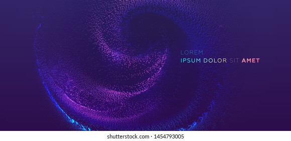 Glowing particles liquid dynamic flow. Trendy fluid cover design. Eps10 vector illustration