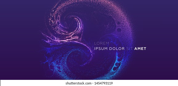 Glowing particles liquid dynamic flow. Trendy fluid cover design. Eps10 vector illustration