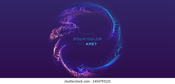 Glowing particles liquid dynamic flow. Trendy fluid cover design. Eps10 vector illustration